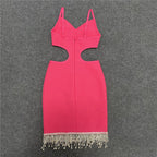White Cutout Fringe Bodycon Dress H4848