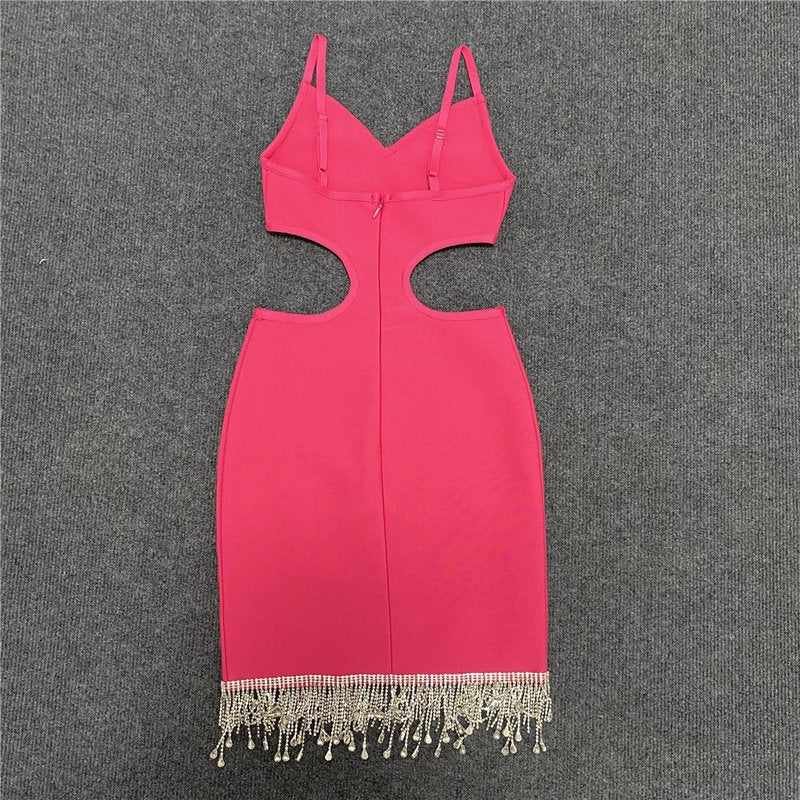 White Cutout Fringe Bodycon Dress H4848