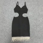 White Cutout Fringe Bodycon Dress H4848