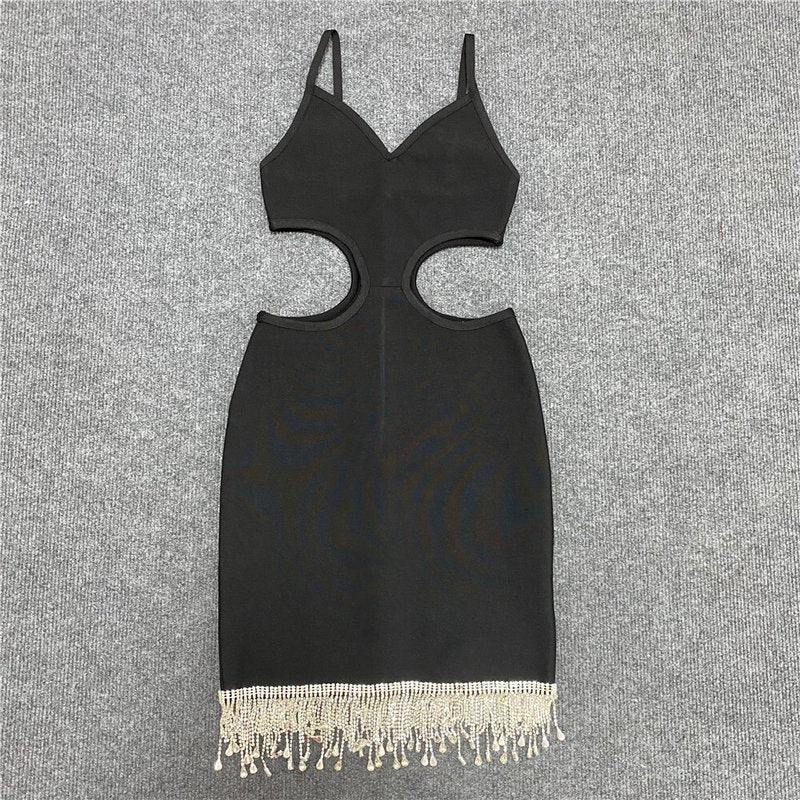White Cutout Fringe Bodycon Dress H4848
