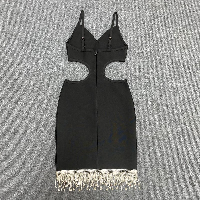 White Cutout Fringe Bodycon Dress H4848