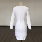 White Cutout Long Sleeve Bodycon Dress H6475