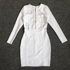 White Cutout Long Sleeve Bodycon Dress H6475