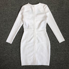 White Cutout Long Sleeve Bodycon Dress H6475