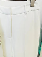 White Embellished Blazer Crop Top & Flared Pants Set H6223