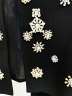 White Embellished Blazer Crop Top & Flared Pants Set H6223