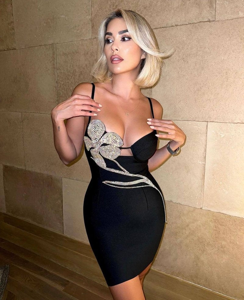 White Embellished Cut-Out Bodycon Dress H5460