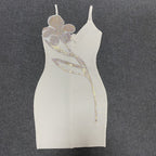 White Embellished Cut-Out Bodycon Dress H5460