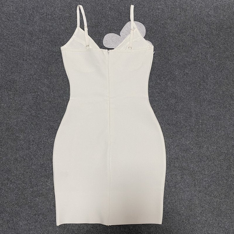 White Embellished Cut-Out Bodycon Dress H5460