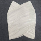 White Feather Sleeve Cutout Crop Top & Skirt Set H5813