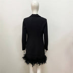 White Feather Trim Blazer Dress H5830