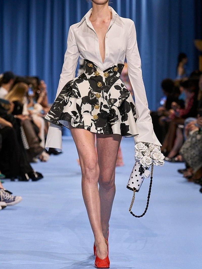 White Floral Peplum Mini Dress H6361