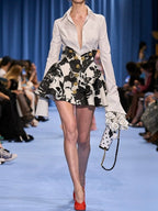 White Floral Peplum Mini Dress H6361