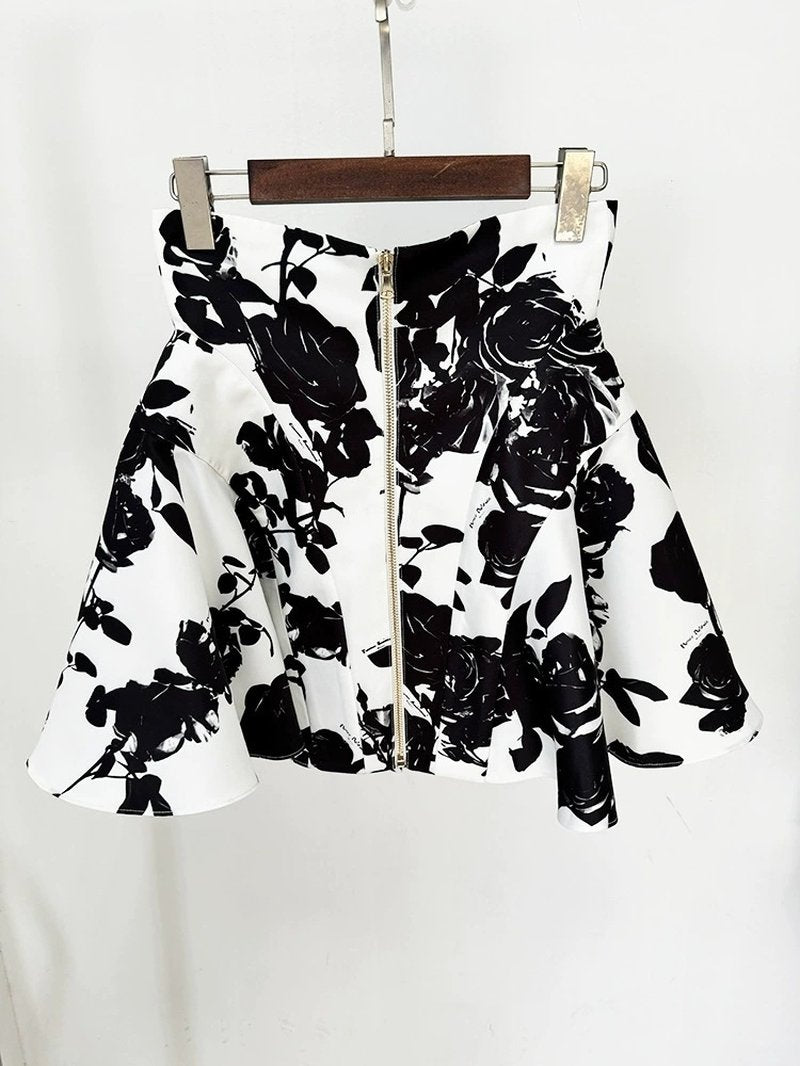 White Floral Peplum Mini Dress H6361