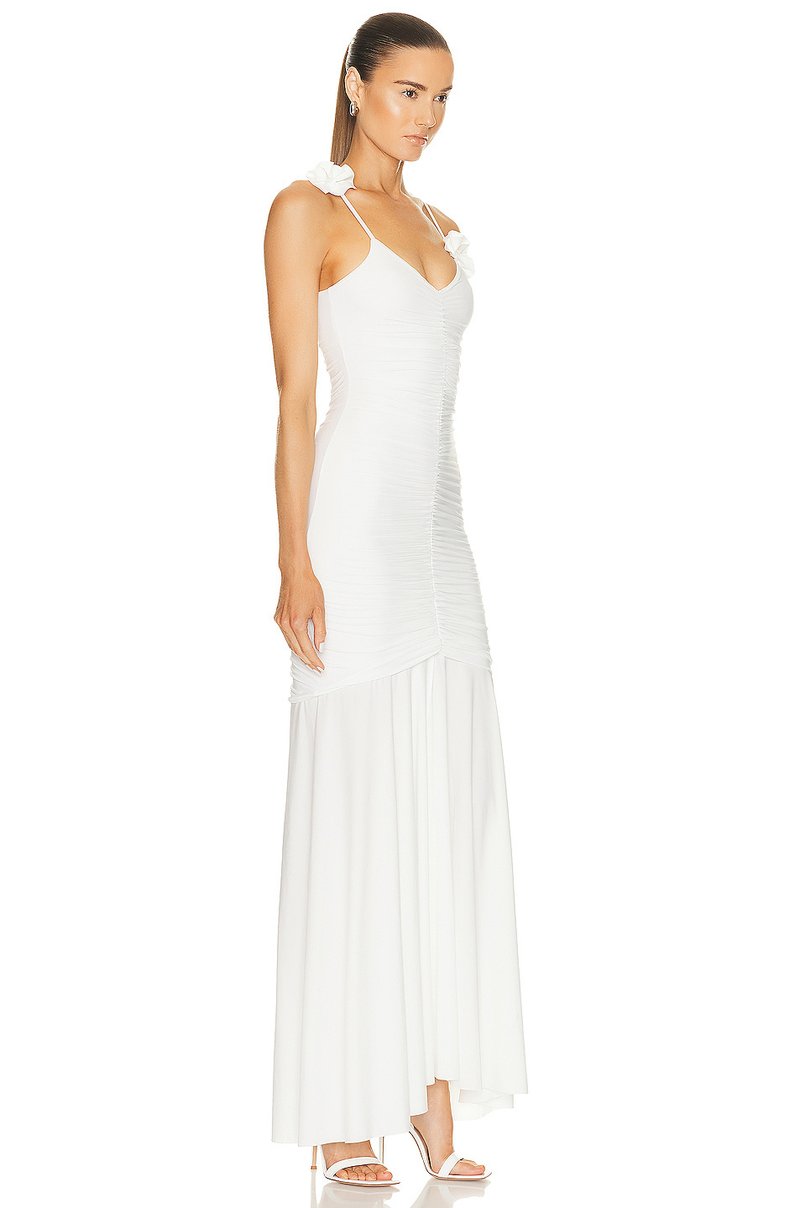 White Floral Strap Maxi Dress H5995