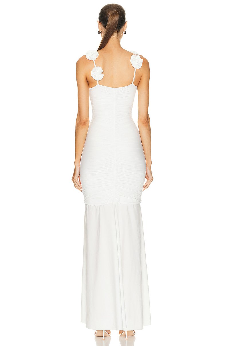 White Floral Strap Maxi Dress H5995