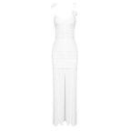 White Floral Strap Maxi Dress H5995