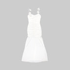 White Floral Strap Maxi Dress H5995