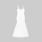 White Floral Strap Maxi Dress H5995