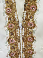 White Gold Embellished Wide Leg Suit H7003