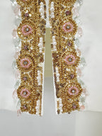 White Gold Embellished Wide Leg Suit H7003
