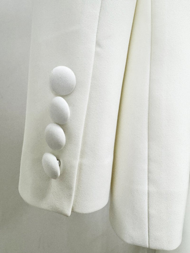 White Gold Embellished Wide Leg Suit H7003