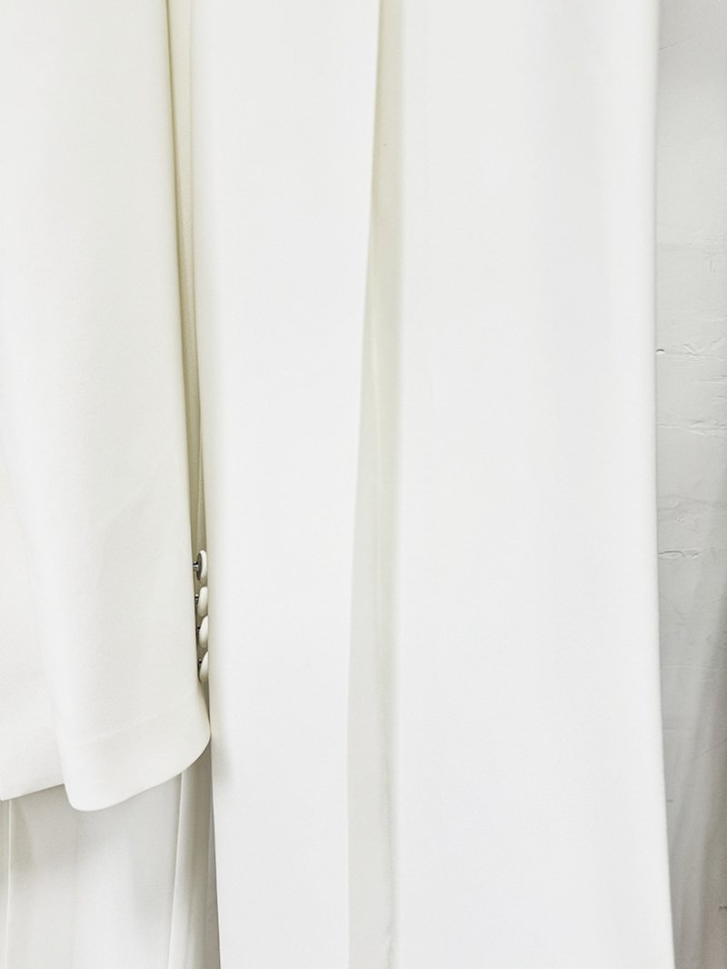 White Gold Embellished Wide Leg Suit H7003