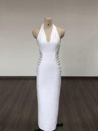 White Halter Cutout Maxi Dress H6276