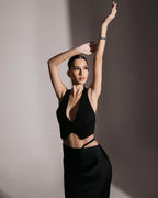 White Halter Cutout Maxi Dress H6508