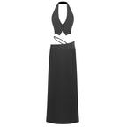 White Halter Cutout Maxi Dress H6508