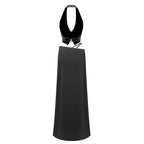 White Halter Cutout Maxi Dress H6508