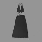 White Halter Cutout Maxi Dress H6508