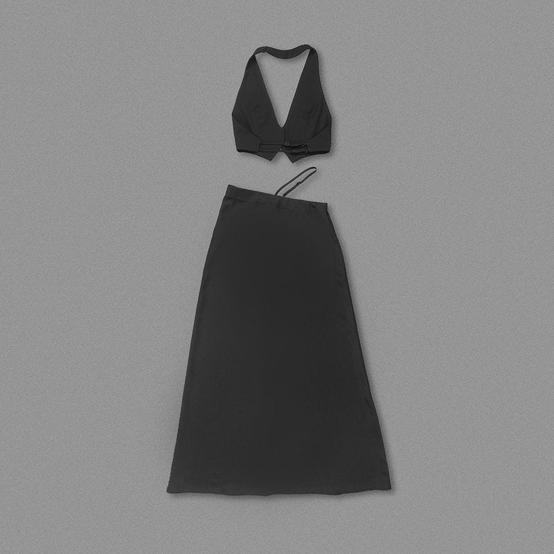 White Halter Cutout Maxi Dress H6508