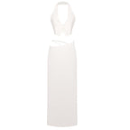 White Halter Cutout Maxi Dress H6508