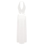White Halter Cutout Maxi Dress H6508