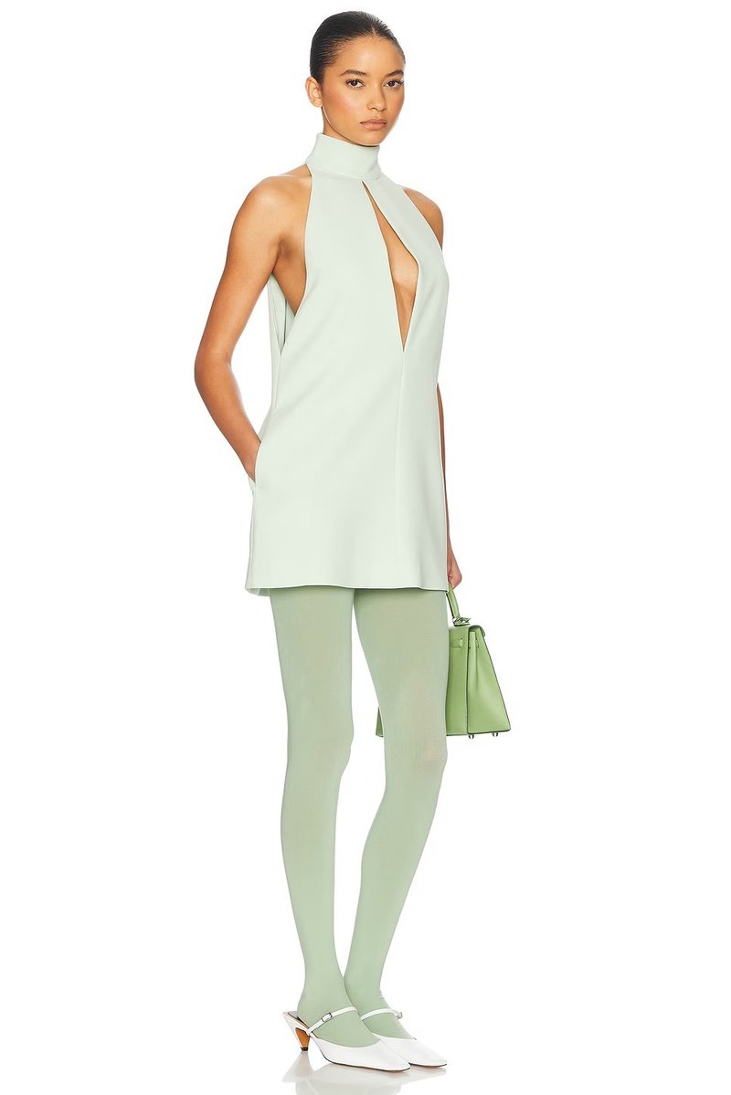 White Halter Neck Keyhole Mini Dress H6879