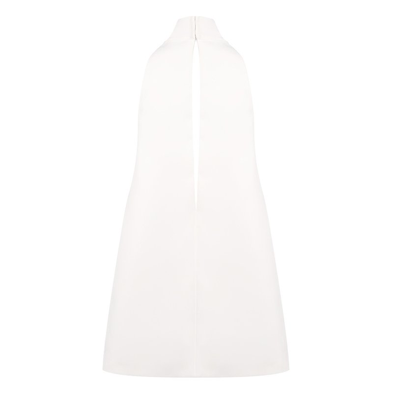 White Halter Neck Keyhole Mini Dress H6879