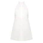 White Halter Neck Keyhole Mini Dress H6879