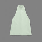 White Halter Neck Keyhole Mini Dress H6879