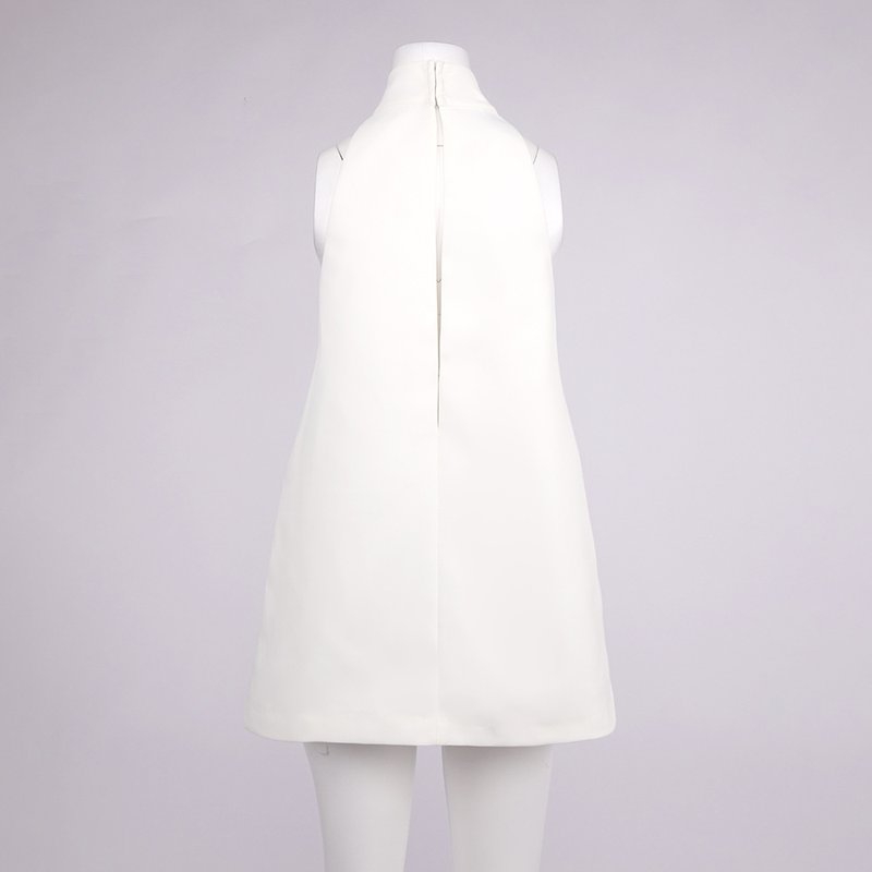 White Halter Neck Keyhole Mini Dress H6879