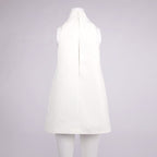 White Halter Neck Keyhole Mini Dress H6879