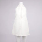 White Halter Neck Keyhole Mini Dress H6879