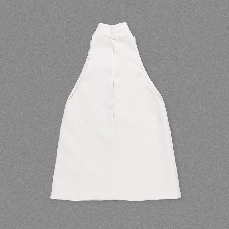 White Halter Neck Keyhole Mini Dress H6879