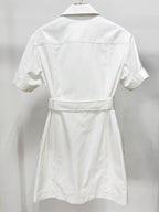 White Lace-Up Cargo Mini Dress H7038
