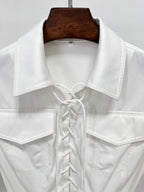 White Lace-Up Cargo Mini Dress H7038