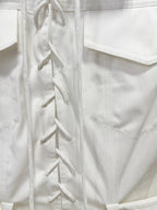 White Lace-Up Cargo Mini Dress H7038