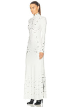 White Long Sleeve Buttoned Gown H7015