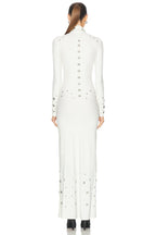 White Long Sleeve Buttoned Gown H7015