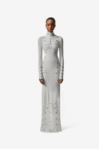 White Long Sleeve Buttoned Gown H7015