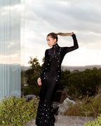 White Long Sleeve Buttoned Gown H7015